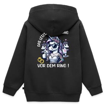 Enterrement de vie de garçon Mariée Enterrement de vie de jeune fille Grondement de femmes - Sweat Premium à capuche zippé enfant bio - noir - Dos - AI Model Kid Male (0cm)