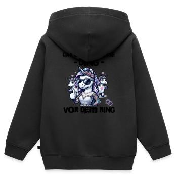 Enterrement de vie de garçon Mariée Enterrement de vie de jeune fille Grondement de femmes - Sweat Premium à capuche zippé enfant bio - noir - Dos - AI Model Kid Male (0cm)