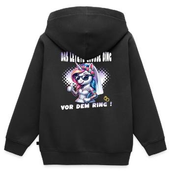 Enterrement de vie de garçon Mariée Enterrement de vie de jeune fille Grondement de femmes - Sweat Premium à capuche zippé enfant bio - noir - Dos - AI Model Kid Male (0cm)