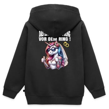 Enterrement de vie de garçon Mariée Enterrement de vie de jeune fille Grondement de femmes - Sweat Premium à capuche zippé enfant bio - noir - Dos - AI Model Kid Male (0cm)