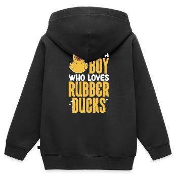 Quietscheentchen Quietscheente Gummiente - Kinder Premium Organic Zip Hoodie - Schwarz - Hinten - AI Model Kid Male (0cm)
