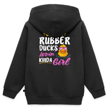 Quietscheentchen Quietscheente Gummiente - Kinder Premium Organic Zip Hoodie - Schwarz - Hinten - AI Model Kid Male (0cm)