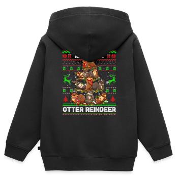 All Of The Otters Reindeer Ugly Sweater Otter Xmas - Kinder Premium Organic Zip Hoodie - Schwarz - Hinten - AI Model Kid Male (0cm)