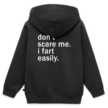 Don’t Scare Me I Fet Easily Funny - Sweat Premium à capuche zippé enfant bio - noir - Dos - AI Model Kid Male (0cm)