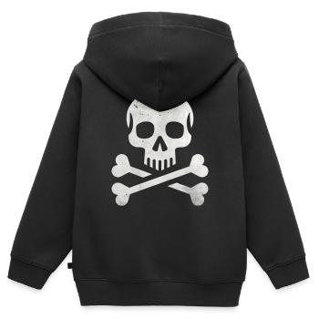 Totenkopf mit gekreuzten Knochen Skelett Pirat - Kinder Premium Organic Zip Hoodie - Schwarz - Hinten - AI Model Kid Male (0cm)