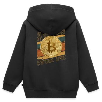 Retro Bitcoin Audentes Fortuna Iuvat Krypto - Kinder Premium Organic Zip Hoodie - Schwarz - Hinten - AI Model Kid Male (0cm)