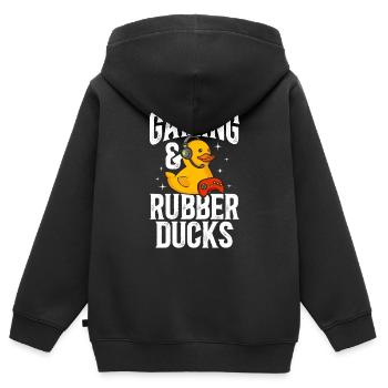 Quietscheentchen Quietscheente Gummiente - Kinder Premium Organic Zip Hoodie - Schwarz - Hinten - AI Model Kid Male (0cm)
