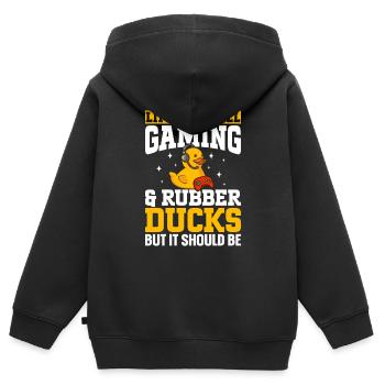 Quietscheentchen Quietscheente Gummiente - Kinder Premium Organic Zip Hoodie - Schwarz - Hinten - AI Model Kid Male (0cm)
