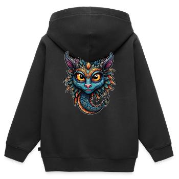 Créature fantastique adorable - Sweat Premium à capuche zippé enfant bio - noir - Dos - AI Model Kid Male (0cm)