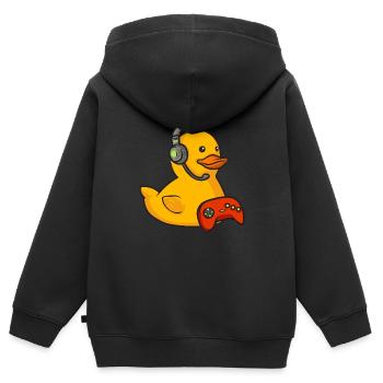 Quietscheentchen Quietscheente Gummiente - Kinder Premium Organic Zip Hoodie - Schwarz - Hinten - AI Model Kid Male (0cm)