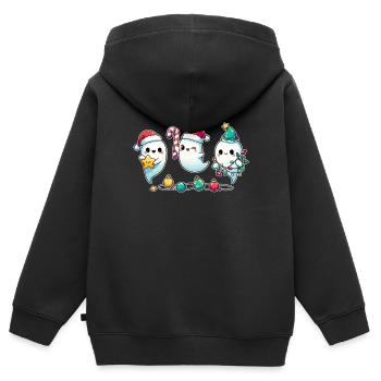 Fantômes pour les fantômes de Noël - Sweat Premium à capuche zippé enfant bio - noir - Dos - AI Model Kid Male (0cm)