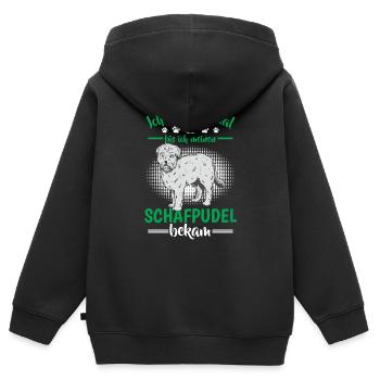 Schafpudel war mal normal Altdeutscher Hütehund - Kinder Premium Organic Zip Hoodie - Schwarz - Hinten - AI Model Kid Male (0cm)