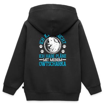 Plans d’Ovcharka avec Ovcharka du Caucase - Sweat Premium à capuche zippé enfant bio - noir - Dos - AI Model Kid Male (0cm)