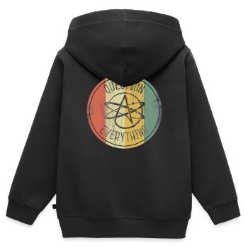 Science athée Athéisme Tout remettre en question - Sweat Premium à capuche zippé enfant bio - noir - Dos - AI Model Kid Male (0cm)