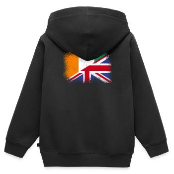Elfenbeinküste Gross Britannien - Kinder Premium Organic Zip Hoodie - Schwarz - Hinten - AI Model Kid Male (0cm)