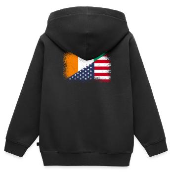 Elfenbeinküste USA - Kinder Premium Organic Zip Hoodie - Schwarz - Hinten - AI Model Kid Male (0cm)