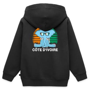 Elfenbeinküste Elefant - Kinder Premium Organic Zip Hoodie - Schwarz - Hinten - AI Model Kid Male (0cm)