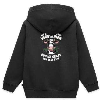 Ich Bin Second Hand Vegetarier Kuh Ist Grass Ich - Kinder Premium Organic Zip Hoodie - Schwarz - Hinten - AI Model Kid Male (0cm)