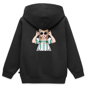 Coole Mädchen mit Sonnenbrille und Zöpfen im - Kinder Premium Organic Zip Hoodie - Schwarz - Hinten - AI Model Kid Male (0cm)