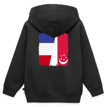 Singapur Frankreich - Kinder Premium Organic Zip Hoodie - Schwarz - Hinten - AI Model Kid Male (0cm)