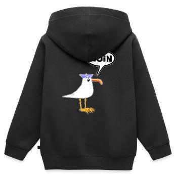 Moin Möwe Gummistiefel Stiefel Sprechblase - Kinder Premium Organic Zip Hoodie - Schwarz - Hinten - AI Model Kid Male (0cm)