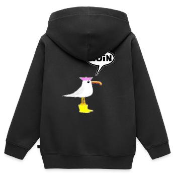 Moin Möwe Stiefel Sprechblase Frauen Gummistiefel - Kinder Premium Organic Zip Hoodie - Schwarz - Hinten - AI Model Kid Male (0cm)