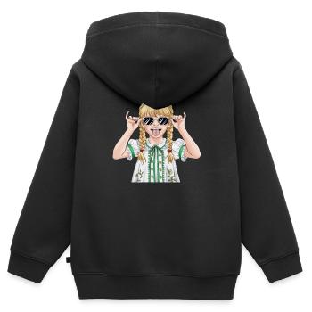 Cooles Mädchen Mit Sonnenbrille und Zöpfen - Kinder Premium Organic Zip Hoodie - Schwarz - Hinten - AI Model Kid Male (0cm)