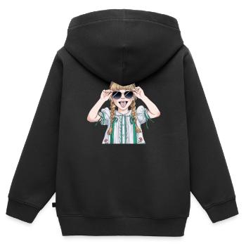 Cooles Mädchen Mit Sonnenbrille Und Zöpfen - Kinder Premium Organic Zip Hoodie - Schwarz - Hinten - AI Model Kid Male (0cm)