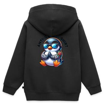 Méditation & Yoga Officiel Anti Stress - Sweat Premium à capuche zippé enfant bio - noir - Dos - AI Model Kid Male (0cm)