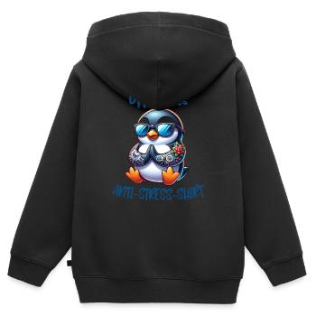 Méditation & Yoga Officiel Anti Stress - Sweat Premium à capuche zippé enfant bio - noir - Dos - AI Model Kid Male (0cm)