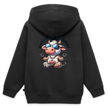 Méditation & Yoga Officiel Anti Stress - Sweat Premium à capuche zippé enfant bio - noir - Dos - AI Model Kid Male (0cm)