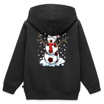 Funny Christmas Soccer Balls Santa Snowman - Kinder Premium Organic Zip Hoodie - Schwarz - Hinten - AI Model Kid Male (0cm)