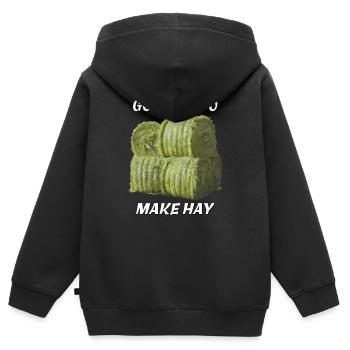 BONNE JOURNÉE POUR FAIRE DU FOIN - Sweat Premium à capuche zippé enfant bio - noir - Dos - AI Model Kid Male (0cm)