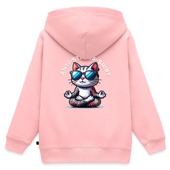 Méditation & Yoga Officiel Anti Stress - Sweat Premium à capuche zippé enfant bio - rose - Dos - AI Model Kid Female (0cm)