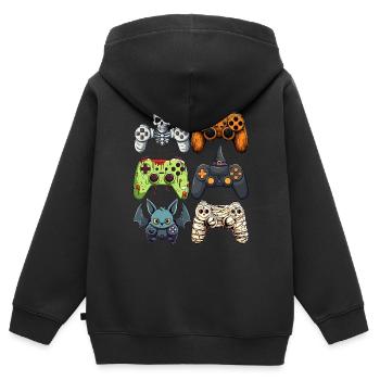 Halloween Gaming Controllers Witch Zombie Mummy - Kinder Premium Organic Zip Hoodie - Schwarz - Hinten - AI Model Kid Male (0cm)
