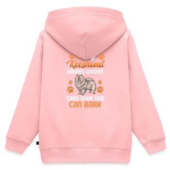 Wolfspitz ronfle fort Keeshond - Sweat Premium à capuche zippé enfant bio - rose - Dos - AI Model Kid Female (0cm)