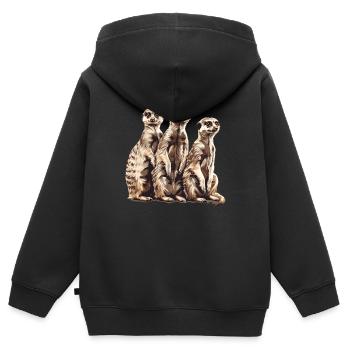 Three meerkats - Kids Premium Organic Zip-up Hoodie - black - Back - AI Model Kid Male (0cm)