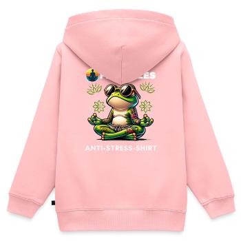 Méditation & Yoga Officiel Anti Stress - Sweat Premium à capuche zippé enfant bio - rose - Dos - AI Model Kid Female (0cm)