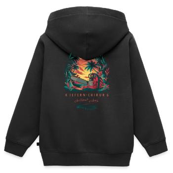 CHIRURGIEN BUCCAL - Ambiance humoristique et relaxante - Sweat Premium à capuche zippé enfant bio - noir - Dos - AI Model Kid Male (0cm)