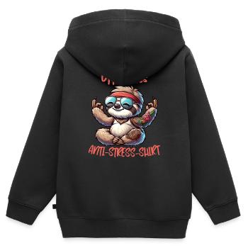 Méditation & Yoga Officiel Anti Stress - Sweat Premium à capuche zippé enfant bio - noir - Dos - AI Model Kid Male (0cm)