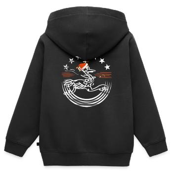 Messager de Noël - Sweat Premium à capuche zippé enfant bio - noir - Dos - AI Model Kid Male (0cm)