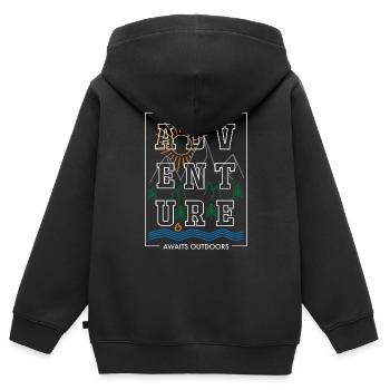 Abenteuer Outdoor - Kinder Premium Organic Zip Hoodie - Schwarz - Hinten - AI Model Kid Male (0cm)