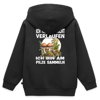 Je ne me suis pas perdue, je suis sur le champignon - Sweat Premium à capuche zippé enfant bio - noir - Dos - AI Model Kid Male (0cm)