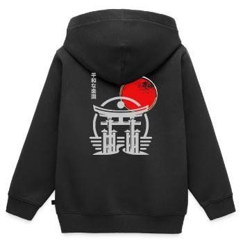 Japan Tempel - Kinder Premium Organic Zip Hoodie - Schwarz - Hinten - AI Model Kid Male (0cm)