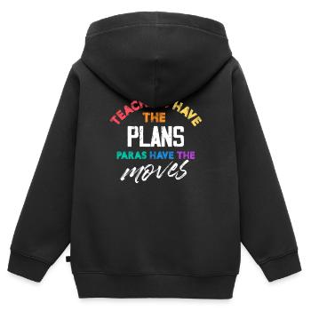 Les enseignants ont les plans, les Paras ont les mouvements - Sweat Premium à capuche zippé enfant bio - noir - Dos - AI Model Kid Male (0cm)