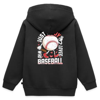 Lustig, nur ein Junge, der Baseball-amerikanischen - Kinder Premium Organic Zip Hoodie - Schwarz - Hinten - AI Model Kid Male (0cm)