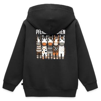 Pferd Geschenk Geburtstag Pferdemädchen Mädchen - Kinder Premium Organic Zip Hoodie - Schwarz - Hinten - AI Model Kid Male (0cm)