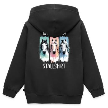Pferde Stall Geschenk Gbeurtstag Reiten - Kinder Premium Organic Zip Hoodie - Schwarz - Hinten - AI Model Kid Male (0cm)