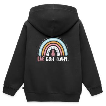 FIV Got Hope Drôle FIV Boho Arc-en-ciel Infertilité - Sweat Premium à capuche zippé enfant bio - noir - Dos - AI Model Kid Male (0cm)