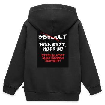 Il n’y a pas de pleurs - Sweat Premium à capuche zippé enfant bio - noir - Dos - AI Model Kid Male (0cm)